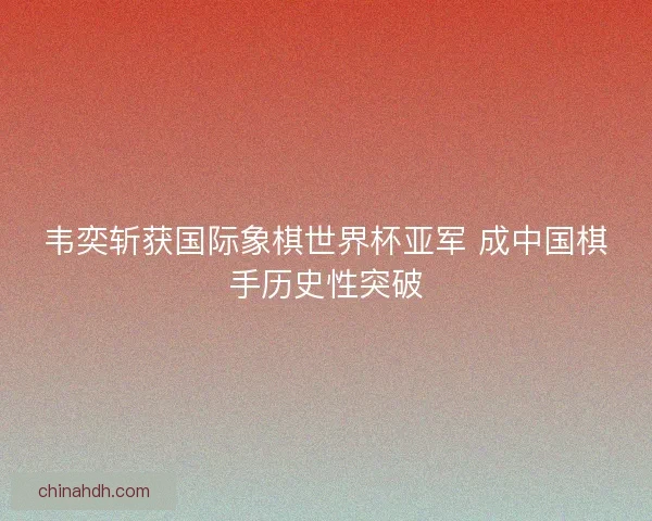 韦奕斩获国际象棋世界杯亚军 成中国棋手历史性突破